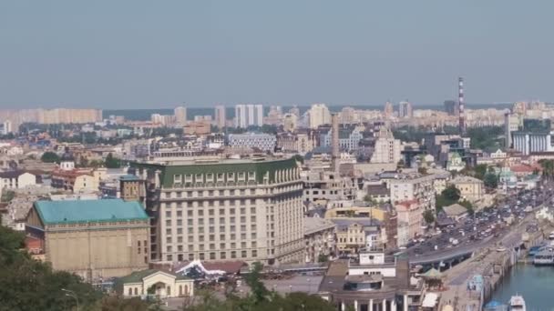 Panoramic Video Clip Views Embankment Dnieper Kiev Ukraine 2019 Area — стоковое видео