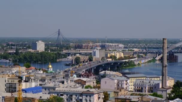 Vidéo Panoramique Remblai Dniepr Kiev Ukraine 2019 Dans Région Podil — Video