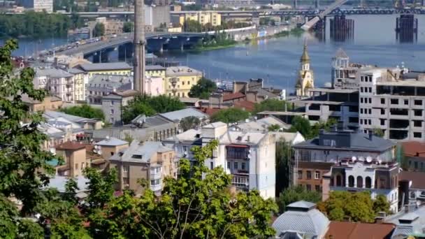 Panoramische Videoclips Vom Ufer Des Dnjepr Kiews Der Ukraine 2019 — Stockvideo