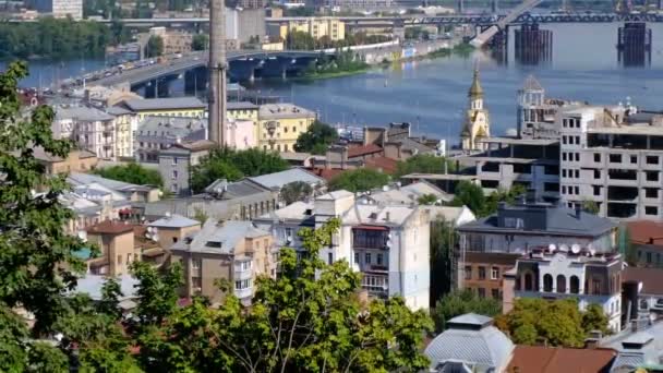 Vidéo Panoramique Remblai Dniepr Kiev Ukraine 2019 Dans Région Podil — Video