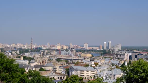 Kiev Dinyeper Sağ Kıyısından Dolgu Panoramik Video Resim Cityscape Üst — Stok video