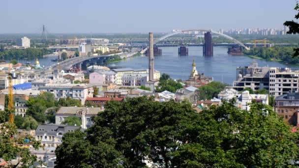 Панорамний Відео Фотографія Міський Пейзаж Вид Набережну Правого Берега Дніпра — стокове відео