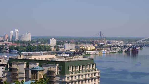 Kiev Dinyeper Sağ Kıyısından Dolgu Panoramik Video Resim Cityscape Üst — Stok video