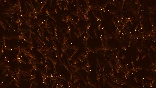 暗い無限の空間でちらつく多くの粒子を持つ抽象的なコンピュータアニメーションカラーの背景 高解像度レンダリング4K — ストック動画