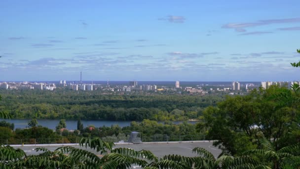 Videó Vázlatát Panoráma Áttekintést Bal Parton Dnyeper Város Kijev Ukrajna — Stock videók