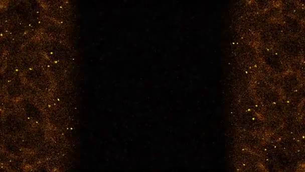 Simulation informatique abstraite avec de nombreuses particules dans l'espace infini, deux amas de particules ardentes se déplaçant dans la direction l'une de l'autre 