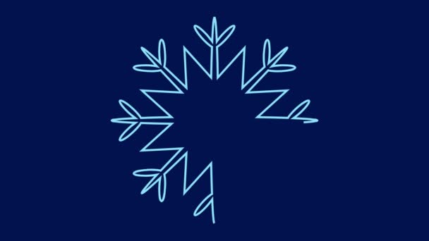 一组七个不同的动画抽象循环手绘图像的雪花在蓝色背景特写高分辨率 — 图库视频影像