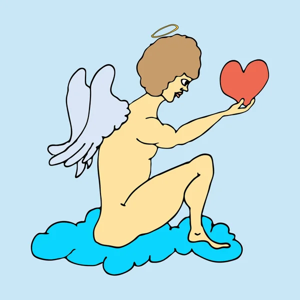 Desenhos animados em quadrinhos de um anjo — Vetor de Stock