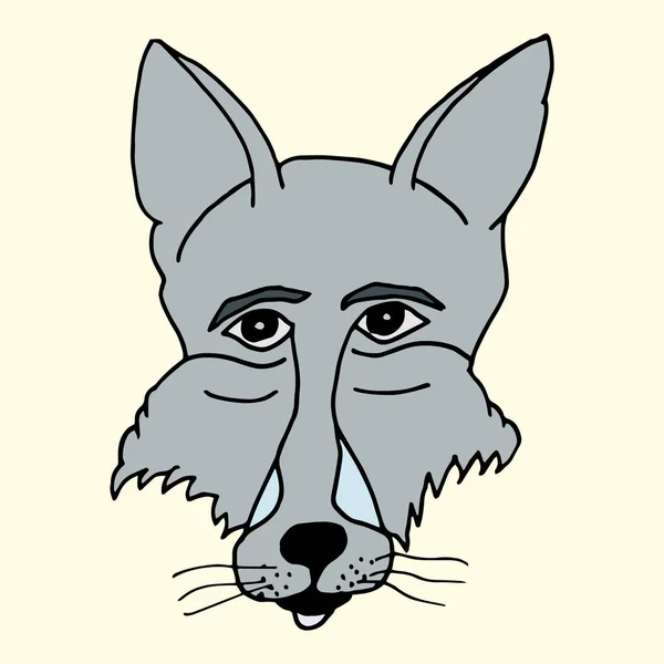 Desenho de desenhos animados de um focinho de um lobo cinza —  Vetores de Stock