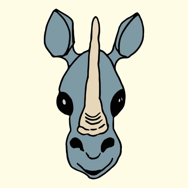 Bozal de rinoceronte animal de dibujos animados — Archivo Imágenes Vectoriales