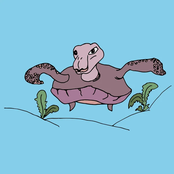 Humoristisk ritning på Turtle — Stock vektor