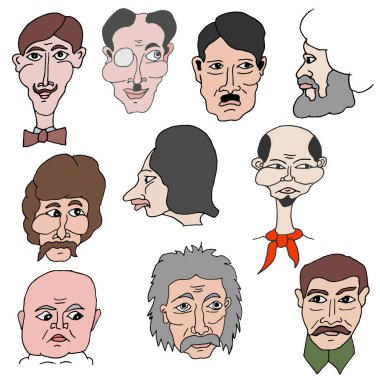 Karakteristik portreler esprili karikatür freehand çizim