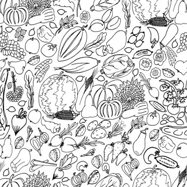 Sebze ve meyvelerin kusursuz vektör deseni