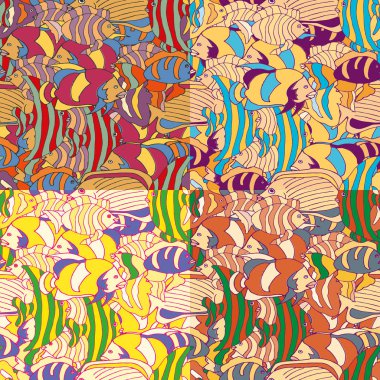 Elle çizilmiş dikişsiz balık deseni