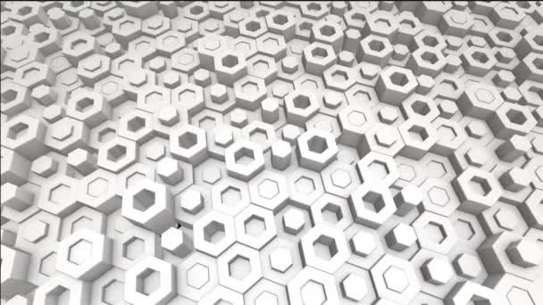 Animated Illustration Gray Background Hexagonal Cylinders Moving Randomly Relative Each — Stock Video