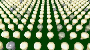 Rasgele ve başka şekillerde parlayan birçok parlak ampulle canlandırılmış 3D arkaplan