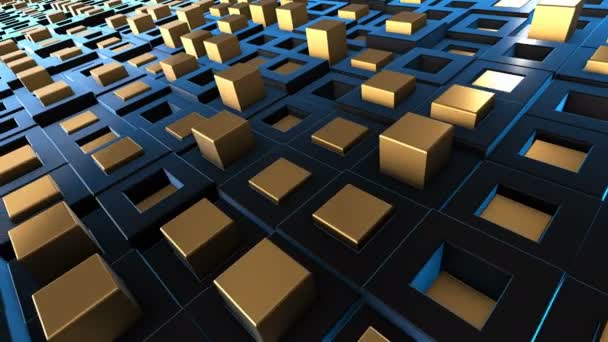 Fond 3D animé avec éclairage et ombres avec tiges carrées rétractables du panneau avec trous 