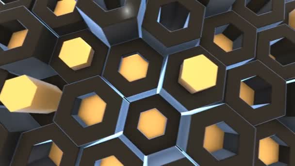 Fond Animé Avec Éclairage Ombres Avec Tiges Hexagonales Rétractables Panneau — Video