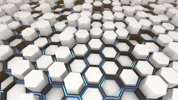 Fond Animé Avec Éclairage Ombres Avec Tiges Hexagonales Rétractables Panneau — Video