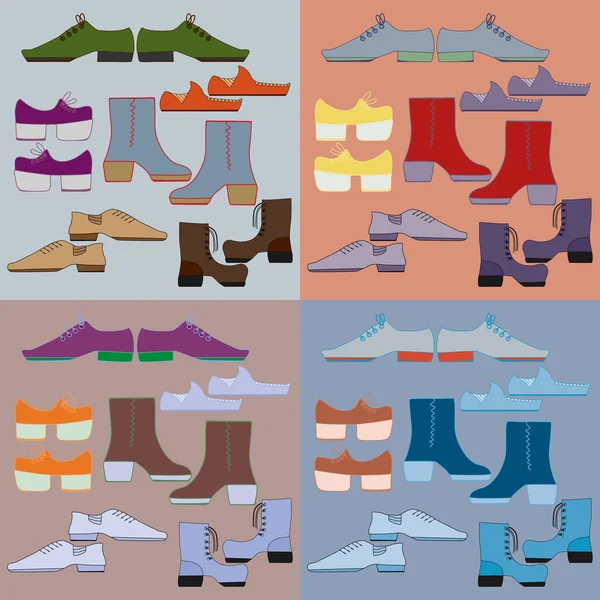 Set of six different pairs of shoes — Stock Vector