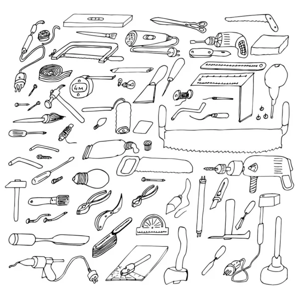 Conjunto de dibujos gráficos diferentes herramientas — Archivo Imágenes Vectoriales