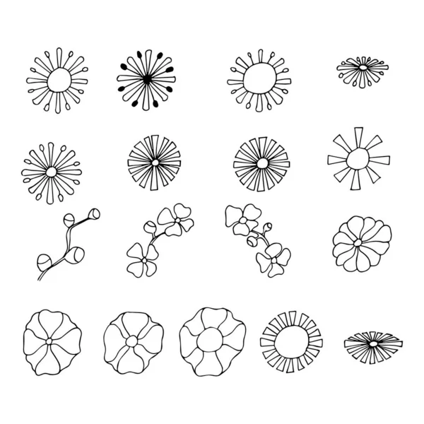 Set of graphic floral vector elements — Stock Vector