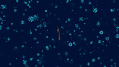 Animasyon Noel skeci, koyu mavi bir alanda uçan kar tanelerinin arka planında mutlu bir 2020 dileği.