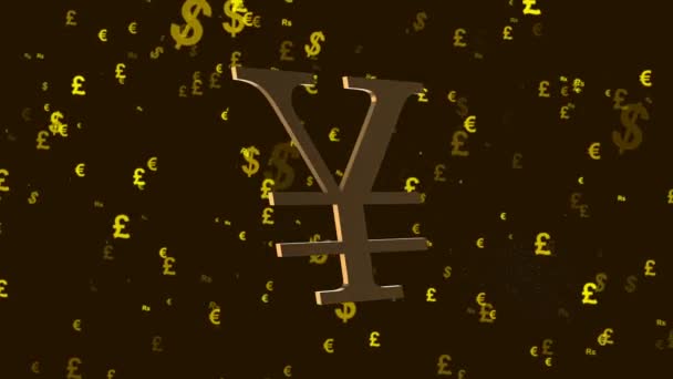 Gold Sign Currency Symbol Japanese Yen Short Designation Name Currency — Stock Video