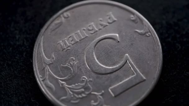 Obverse Russian Coin Denomination Five Rubles Slowly Rotates Front Camera — Stock Video