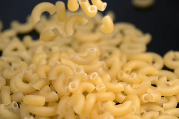 Small Pasta Made Premium Wheat Flour Eggs Fall Dark Table — Stock Photo, Image