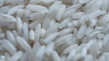 Market video arka plan beyaz cilalı pirinç yakın çekim kamera makro çekim önünde zoom etkisi ile döner