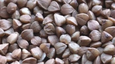 Market videosu arkaplan karabuğdayı yakınlaştırma efektiyle kamera makro çekiminin önünde döndürür