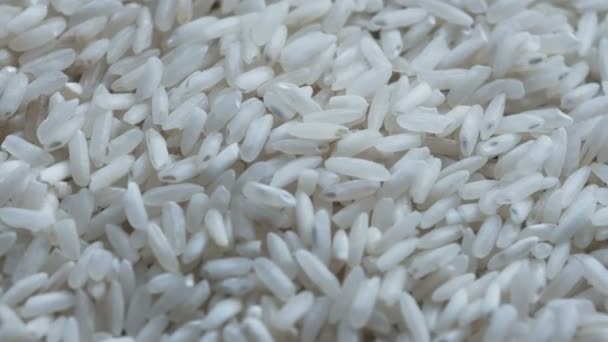 Potraviny Video Pozadí Bílá Leštěná Rýže Close Otáčí Před Fotoaparátem — Stock video