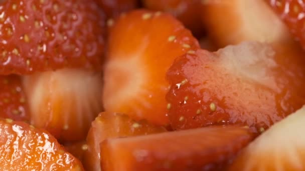 Fruit Strawberry Grocery Video Background Close Shot Macro Slow Rotation — Stock Video