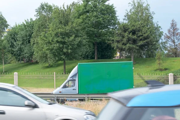 Città Paesaggio Anello Bypass Strada Kiev Estate Nuvoloso Giorno Auto — Foto Stock