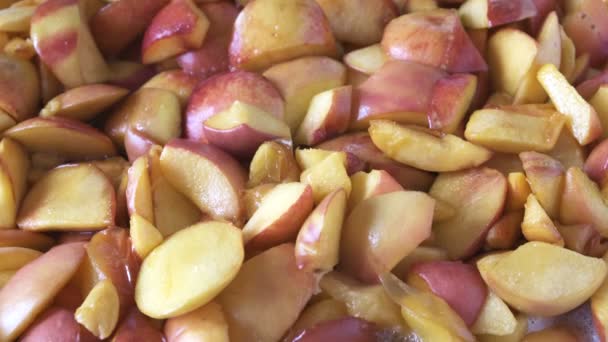 Cucinare Marmellata Pesche Casa Una Padella Aperta Sciroppo Succo Primo — Video Stock