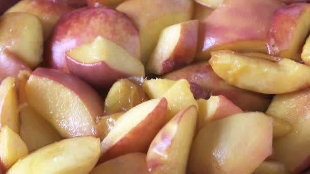 Cucinare Marmellata Pesche Casa Una Padella Aperta Sciroppo Succo Primo — Video Stock