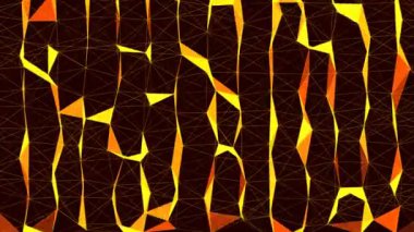 Uzayda 3 boyutlu bozuk çizgiler ve üçgenler ile soyut canlandırılmış ekran koruyucu, arkaplan veya video öncü