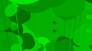 Soyut şekillere sahip yeşil hareket arkaplanı gölgeli aydınlatma efekti ile üç boyutlu görüntüleme