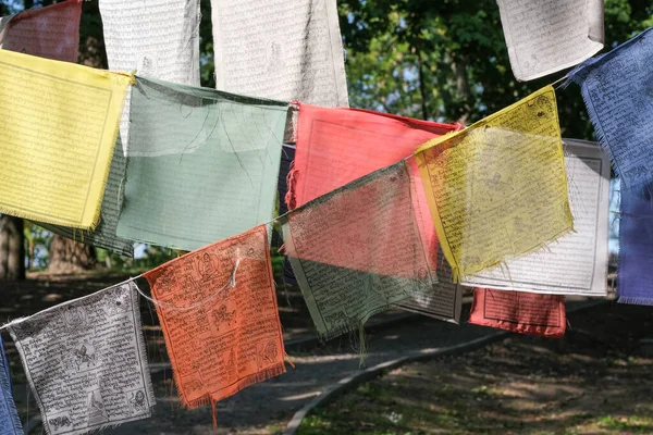 Güneşli bir sonbahar gününde Budist tapınağında Buda 'nın tapınağı şehir parkında.