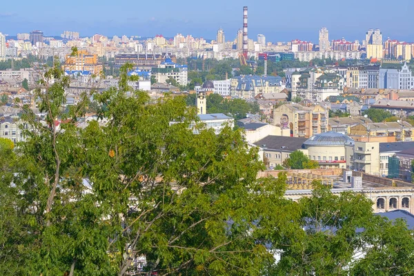 Utsikt Över Kievsky Distriktet Podil Från Sidan Andreevsky Uzviz Gatan — Stockfoto