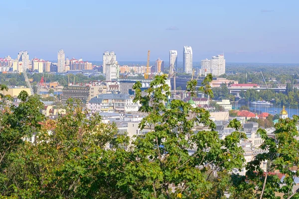 Zicht Kievsky District Van Podil Vanaf Zijkant Van Andreevsky Uzviz — Stockfoto