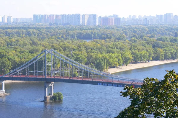 Vue Rivière Dniepr Des Quartiers Résidentiels Kiev Depuis Rive Droite — Photo