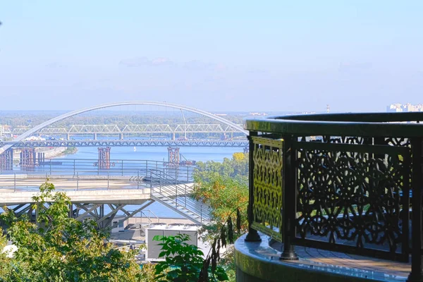 Vue Rivière Dniepr Des Quartiers Résidentiels Kiev Depuis Rive Droite — Photo