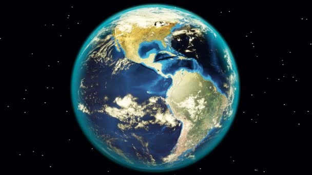 Video Počítačové Vykreslování Stylizované Zeměkoule Vesmíru Otáčí Tmavém Pozadí — Stock video