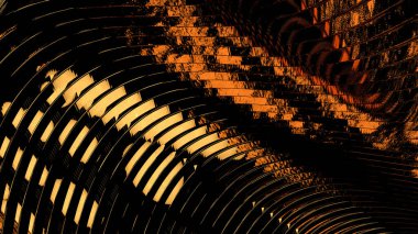 Yüksek çözünürlüklü doğrusal ilişkilendirme bilgisayar ekran koruyucusu ile birlikte üç boyutlu altın tonlarda soyut resim