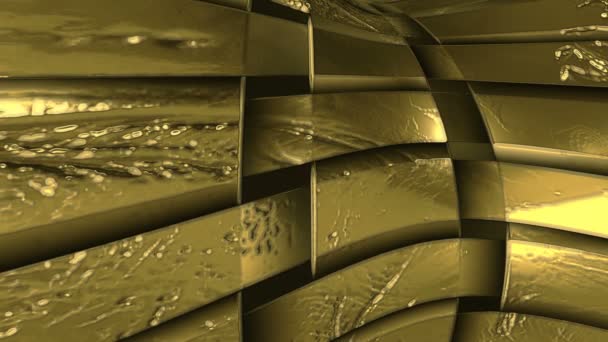 3Dコンピュータを動かす金の棒のような黄金のファンタジー抽象的な流動基質カラービデオの背景 — ストック動画