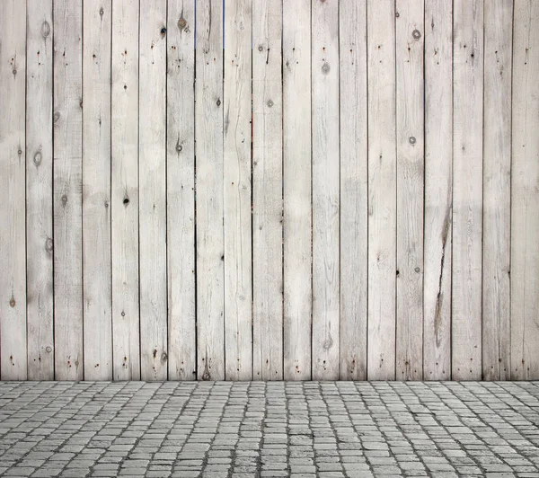 Old White Wall Cobblestone Floor — Stock Photo, Image