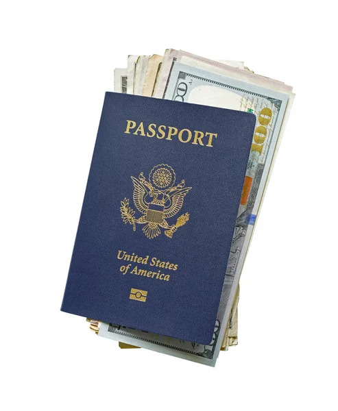 Passaporte Estados Unidos América Dólares Isolados Fundo Branco — Fotografia de Stock