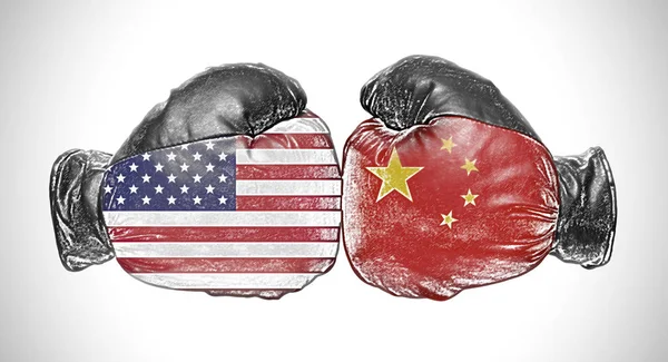 Two boxing glove. People\'s Republic of China and USA
